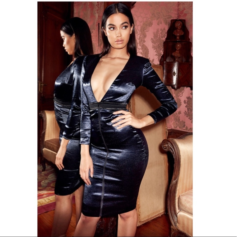 House of London “Sidonie” blue & black satin dress